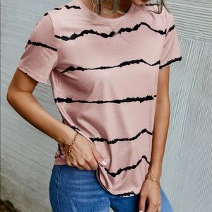 Striped round neck tee